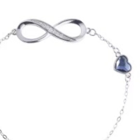 S925 Infinity Heart Symbol Charm Link Bracelet NEW - Picture 3 of 6